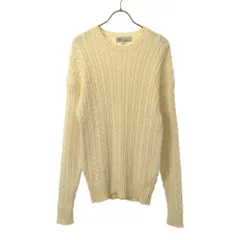 アクアスキュータム 日本製 オールド ケーブル編み 長袖 コットンニット セーター M ホワイト Aquascutum ニット レディース