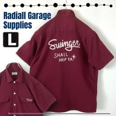 Radiall Garage Supplies/ラディアル★ボックスシャツ★半袖★Swinger/SHALL HEP YA/チェーン刺繍★ボーリングシャツ★メンズL  #2504A087