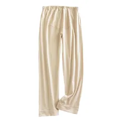 【新品】 [Kasiciki] マタニティ パジャマパンツコットン100パーセント ロング ルームウェア 春夏秋 妊婦ボトムス 純綿 肌優しい 動きやすい 室内用 外出用ロングパンツ マタニティショーツ お腹サポートホームウェア シンプル (オフホワイト, 1