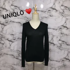 美品<!-利用不可文字-!>　ユニクロ　UNIQLO 長袖セーター　【S】　黒　ブラック　Ｖネック　シンプル　定番　オシャレ　キレイ　上品