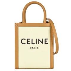 セリーヌ CELINE ミニ バーティカルカバ ショルダーバッグ 2WAY キャンバス レザー 193302BNZ.02NT ナチュラル(ホワイト系) タン(ブラウン系) レザー【中古】