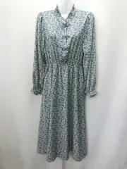 ◇ OLIVE des OLIVE オリーブ デ オリーブ 花柄 長袖 ロング丈 ワンピース サイズF ブルー ホワイト レディース E  【1404020013030】