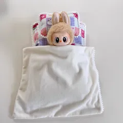 ぬいぐるみ服 labubu 布団 枕 兎 ウサギ かわいい 17cm 第1/3世代通用 アクセサリー 着せ替え着ぐるみ 着せ替え服 3点セット