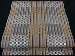 平和屋本店□極上 龍村美術織物 たつむら 本袋帯 チャンカイ縞にしき  