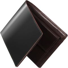 メンズ 2 つ折り財布、日本栃木産の高品質本革を使用。一流の職人が丹念に作り上げた薄型コンパクトなデザインで、カードを 9 枚収納できるほか、小銭入れも充実。父の日に父に贈る、実用的で高級感あるプレゼントとして最適です(ブラック・コーヒー)GMLZ4680LT