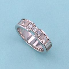 【中古】 Tiffany&Co. （ティファニー） ｱﾄﾗｽ 3P ﾀﾞｲﾔﾓﾝﾄﾞﾘﾝｸﾞ Diamond 750WG 18K ブランドジュエリー 指輪 アトラス Gold ゴールド