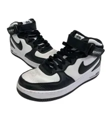 ナイキ NIKE Air Force 1 Mid  STUSSY エアフォース1 ミッド ブラック アンド ライトボーン ステューシー AF1 白黒 DJ7840-002 メンズ靴 スニーカー ホワイト 26cm 101sh-1922