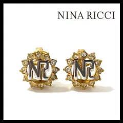 【NINA RICCI】NRロゴ ラインストーン イヤリング ゴールド/金カラー ニナリッチ (SER-3544③)