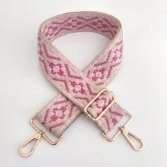 ☆ H（ピンク×ローズ） ☆ ショルダーストラップ ショルダーベルト 刺繍 ショルダーストラップ バッグ 刺繍 ショルダーベルト バッグ用 幅広 太め バック バック用 ショルダーストラップのみ 交換用 付け替えベルト エスニック 肩掛け 斜めがけ