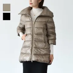 HERNO ヘルノ ダウン アウター PI0001DIC12017 ICONICO CLEOFE ジャケット レディース ブラック ベージュ 五分袖 秋 冬 無地 キルティング ハイネック 防寒