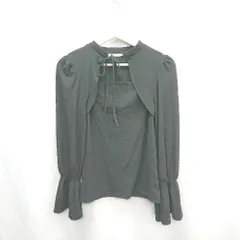 ◇ ⊇ mily bilet レイヤード風 キャンディスリーブ 長袖 シャツ ブラウス サイズL ブラック レディース E  【1411210004259】