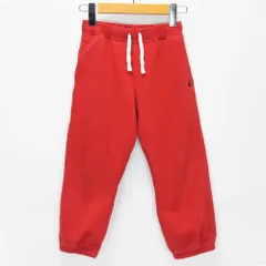美品 POLO RALPH LAUREN ポロ ラルフローレン キッズ ジュニア 子供服 フリース ジョガーパンツ スウェットパンツ 長ズボン パンツ レッド 赤 無地 ロゴ 刺繍 120 6歳 120/56