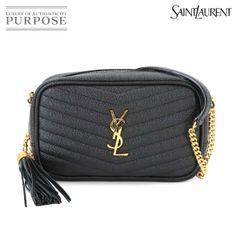 新品同様 サンローラン SAINT LAURENT ルー チェーン ショルダー バッグ レザー ブラック 612579 Lou Shoulder Bag 90289009
