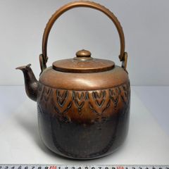 茶道具 水注 古銅 水次薬缶 やかん 唐銅 骨董品 桐箱 美品 - メルカリ