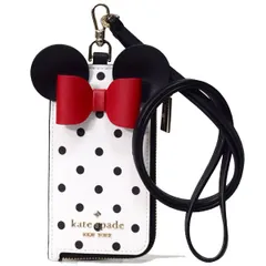 ケイトスペード コインケース katespade PVC ディズニー コラボ ミニーマウス リボン ドット 水玉 ID ランヤード 首かけ コインケース 小銭入れ カードケース コインポーチ ホワイトマルチ K4758