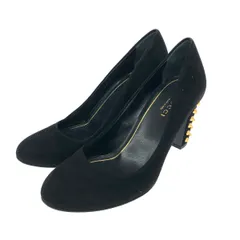 未使用品 GUCCI グッチ 表記サイズ:34 1/2 スタッズ パンプス  ブラック  スエード レディース　240001135427