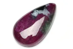 【１点物】希少な共生！ ルビーインゾイサイトシリカ　39x22.5mm　ドロップ(トップ穴) ルース パワーストーン 天然石 _P8508