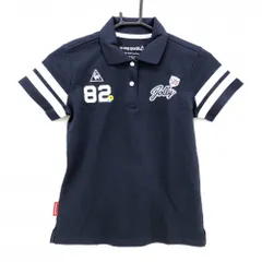 【超美品】ルコックゴルフ 半袖ポロシャツ ネイビー×白 袖2ライン レディース S ゴルフウェア le coq sportif