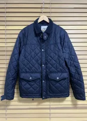 ZARA メンズ ネイビー キルティングダウンジャケット ジップアップジャケット L