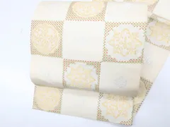 【一輝堂】【着物】 袋帯 六通柄 格子に唐花文 25b05-787