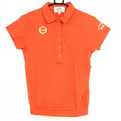 ★値下げ★【美品】パーリーゲイツ 半袖ポロシャツ オレンジレッド 胸ポケット コットン100％ レディース 0(S) ゴルフウェア PEARLY GATES