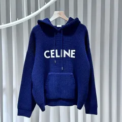 CELINE ロゴ ニットパーカー ネイビー Sサイズ 未使用に近い 美