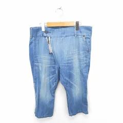 マウジー moussy テーパード ソフトデニム クロップド パンツ ヴィンテージ加工 2 ブルー 青 /TT12