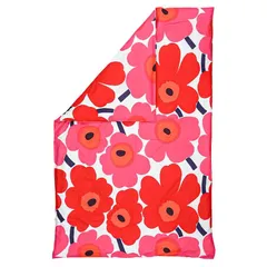 新品 マリメッコ デュベカバー 掛け布団カバー シングル 150×210cm UNIKKO ウニッコ ホワイト×レッド 067676 001 (069080/74198 001)のサムネイル