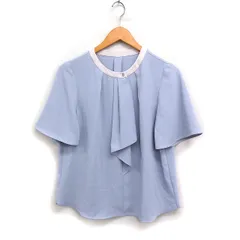 ロペピクニック ROPE Picnic ボウタイ風 ブラウス フレアスリーブ 配色 無地 シフォン 38 ライトグレー /FT2