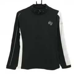 【超美品】ルコックゴルフ 長袖ハイネックシャツ 黒×白 レディース S ゴルフウェア 2023年モデル le coq sportif