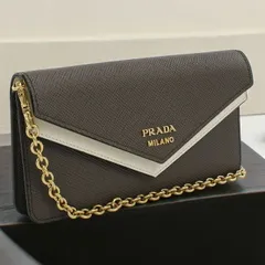 i14【極美品】Gカード付プラダサフィアーノターンロックチェーンショルダー