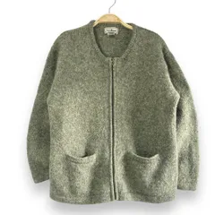 【フォロワー様クーポン配布中！】L.L.Bean エルエルビーン ジップアップ フルジップ  肉厚 無地 プレーン アースカラー ネップヤーン メランジ 杢 ウール混 ニット セーター カーディガン レディース 輸入古着 海外古着 US古着 グリーン【R6②】