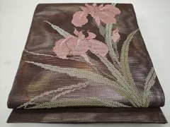 平和屋着物＊夏物　太鼓柄袋帯　杜若　銀糸　正絹　逸品　CAAW7003fb