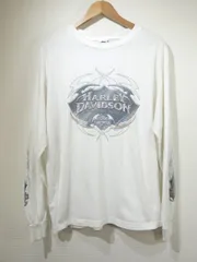 USA製 00s ビンテージ HOLOUBEK HARLEY DAVIDSON ハーレー ピンスト シールドロゴ サンダー イーグル フルプリント L/S Tシャツ ロンT XL 90s 80s