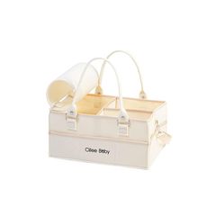 Diaper Storage Bag, Multifunctional, Improved Diaper Storage Case, Foldable, Baby Storage Box, Car Travel Storage Bag with Lid and Shoulder Strap (3 Compartments)