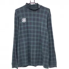 パーリーゲイツ 長袖ハイネックシャツ グリーン×ネイビー チェック 微起毛 メンズ 6(XL) ゴルフウェア PEARLY GATES