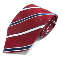 ディズニー ブランド ネクタイ ミッキー ストライプ柄 小紋柄 ドット シルク PO  メンズ ワインレッド Disney 【中古】