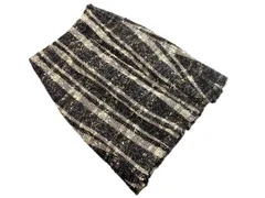 23区 ウール混 チェック Aライン 台形 スカート size38/黒ｘグレーｘアイボリー ◇■ レディース