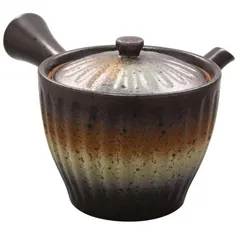 唯一無二】墨釉 × 経文彫刻｜作家物 茶壺／急須【高値即売】備前焼き