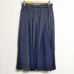 #anc ギャラリービスコンティ GALLERYVISCONTI スカート フレア ドット プリーツ 2 紺 白 タグ付き 美品 レディース [900218]
