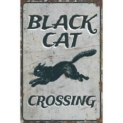 新品 BLACK CAT CROSSING 黒猫 ブリキ看板 レトロ - メルカリ