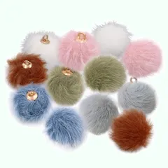 【特価セール】15mm カン付き ポンポン チャーム 6色36個セット ペンダント ふわふわ ファーボール アクセサリーパーツ DIY サムコス 手芸材料 ピアスパーツ