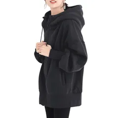 【特価セール】きれいめ 立ち襟 ジップパーカー 無地 アウター パーカー 裏起毛 ロング丈 スウェット ファスナーパーカー コート あったか 長袖 可愛い大きめ レディース ゆったり カジュアル ジップアップパーカー 秋 [Gfuracefuliayer]