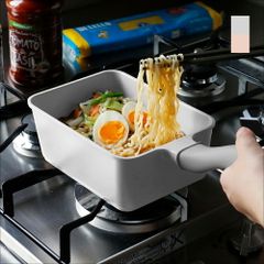 【新品※ショップ出品】深型四角フライパン 13×18cm 四角フライパン 揚げ 茹で 自立蓋 深型