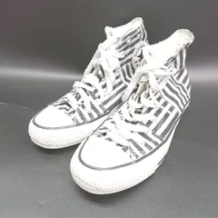 ◇ Θ CONVERSE コンバース ストライプ柄 ハイカットスニーカー サイズ24 ホワイト ブラック レディース メンズ E  【1503060025413】