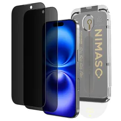 NIMASO 覗き見防止 iPhone 16 / iPhone 15 用 ガラスフィルム 全面保護 黒縁あり 自動除塵 強化ガラス 貼り付け簡単 保護フィルム 指紋防止 ガイド枠付き 2枚セット アイフォン16/アイフォン15 (6.1インチ) 対応 DS 1