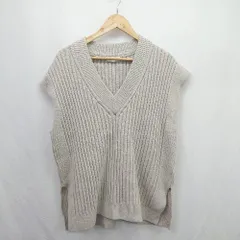 ◇ ⊇ H＆M エイチアンドエム Vネック ノースリーブ ニットベスト サイズM ベージュ系 レディース E  【1506300024931】