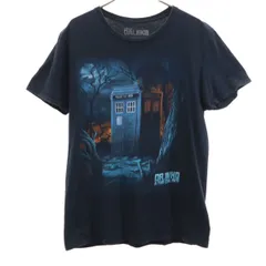 DR WHO & THE DALEKS ドクターフーアンドザダーレク ターディス プリント 半袖 Tシャツ S ネイビー メンズ 古着