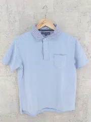 ◇ TOMMY HILFIGER トミーヒルフィガー 鹿の子 半袖 ポロシャツ S ブルー #  【1002799300520】