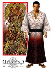 5月中旬頃入荷予定 浴衣 和柄 鳳凰八方睨み 白黒 DJ-224 ヤクザ ヤンキー オラオラ 和服 着物 派手 夏物 祭 花火 メンズ ファッション